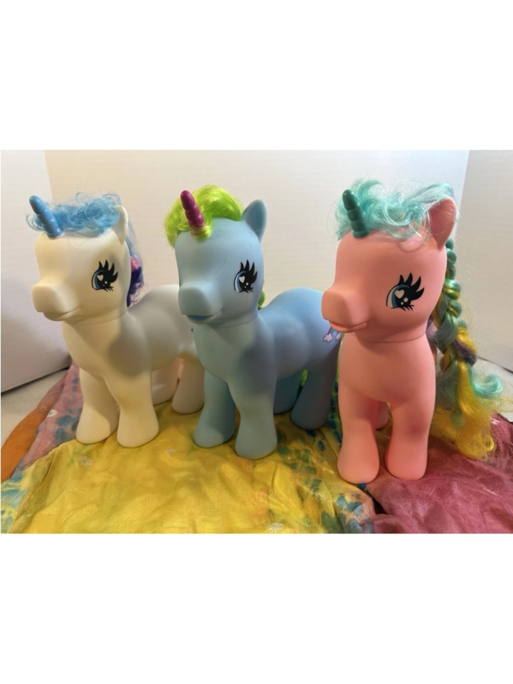 My Little Pony Unicorn White Pony, Pink Pony, Blue Pony Set Hasbro 9'